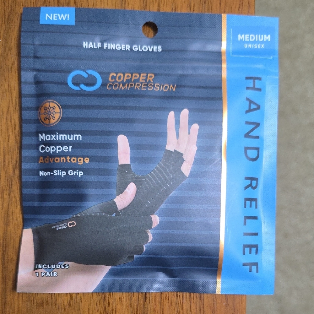 Copper Compression Arthritis Gloves Size Medium